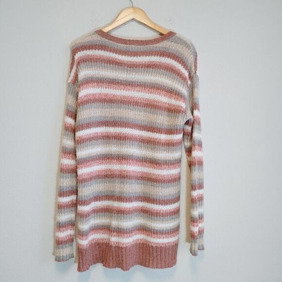 Tribal Jeans Women's Wool Alpaca Long Sleeves Striped Sweater Sz L Soft Cozy - Picture 6 of 8